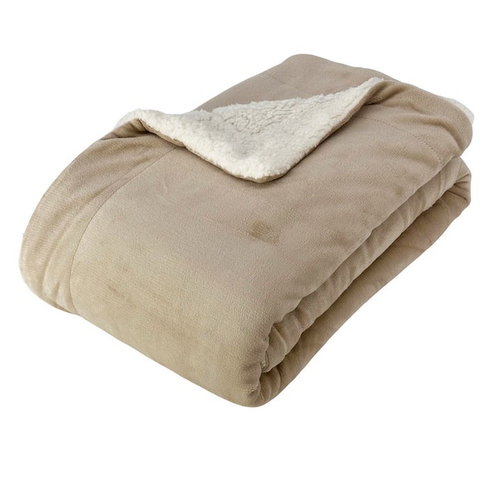 Одеяло за легло Sherpa 150x200 двустранно агнешка кожа бежово