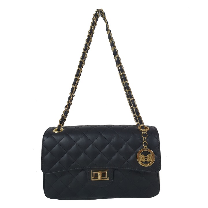 Természetes bőr táska, Dellaconte, fekete BF122510