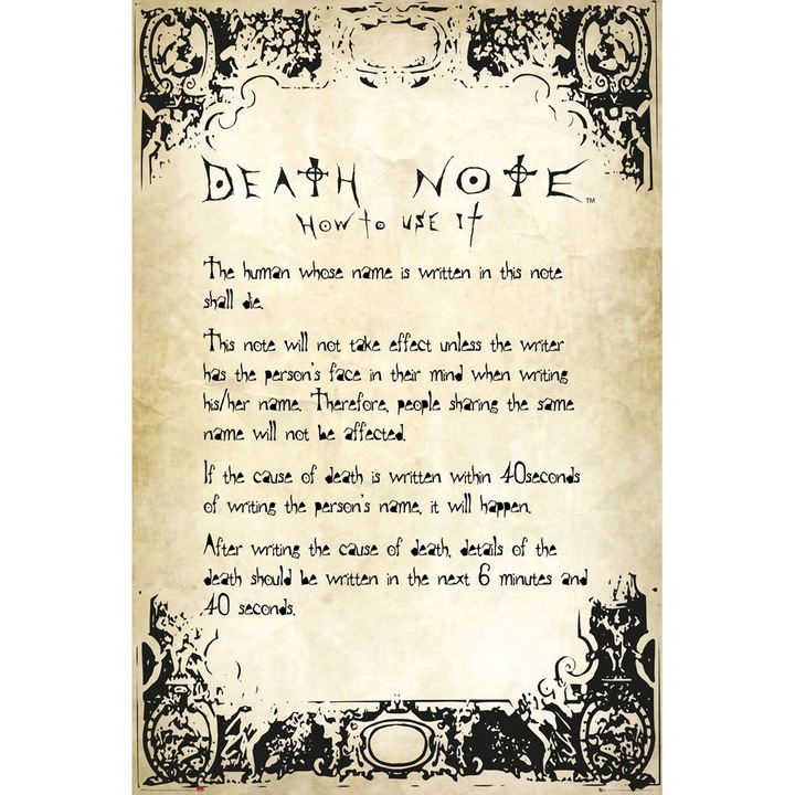 Poster Death Note, Rules, 91.5 x 61 cm