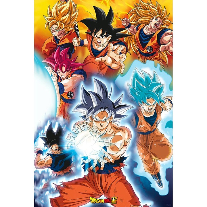 Poster Dragon Ball Super, Goku's transformations, 91.5 x 61 cm