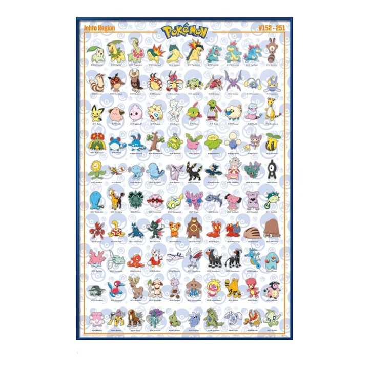 Poster, Pokemon, Johto English, 91.5 x 61 cm
