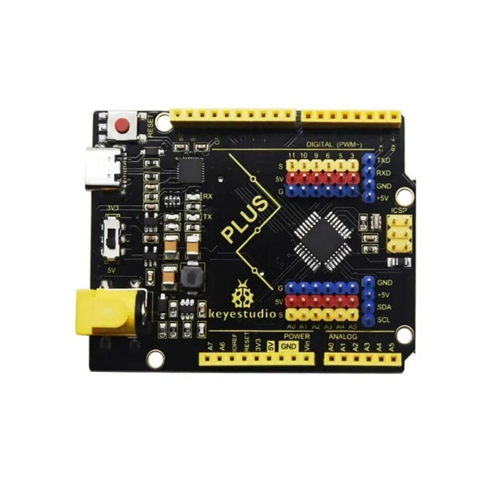 Платка за разработка на USB-C връзка ATmega328P, Keyestudio Uno Plus, съвместима с Arduino, черна