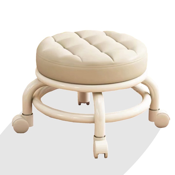 Scaun rulant circular, Realize, Metal/Burete, Bej