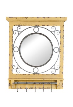 Clayre & Eef Oglinda rotunda cu rama maro camel Clayre & Eef Oglinda rotunda cu rama maro camel