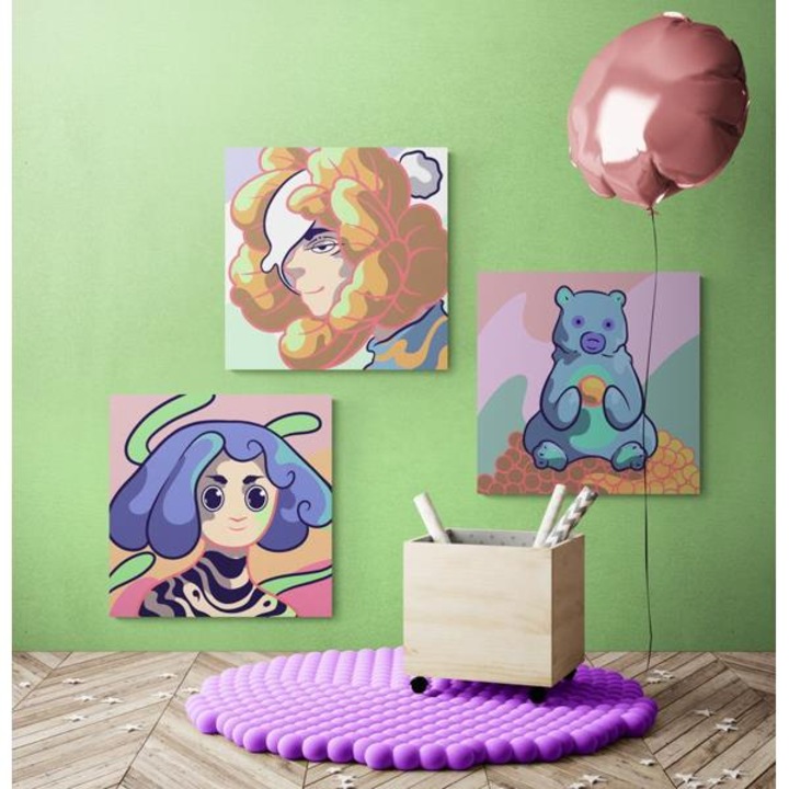 Рисуване по номера ITA ART, За деца - Дизайн 26, 20х20см, 3 броя