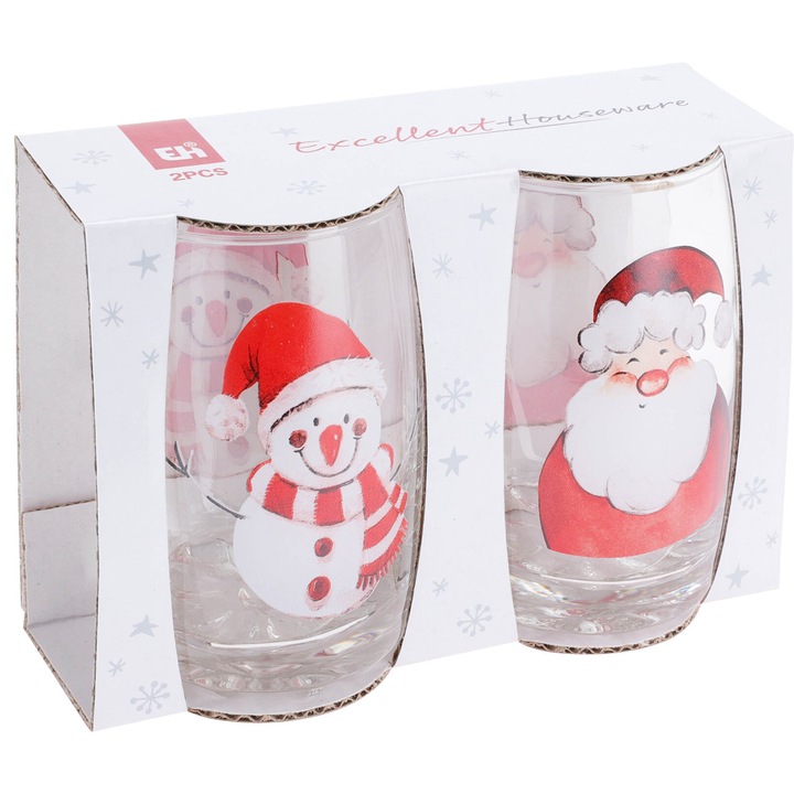 Karácsonyi Poharak, Hóember, Mikulás, 2x 300 ml