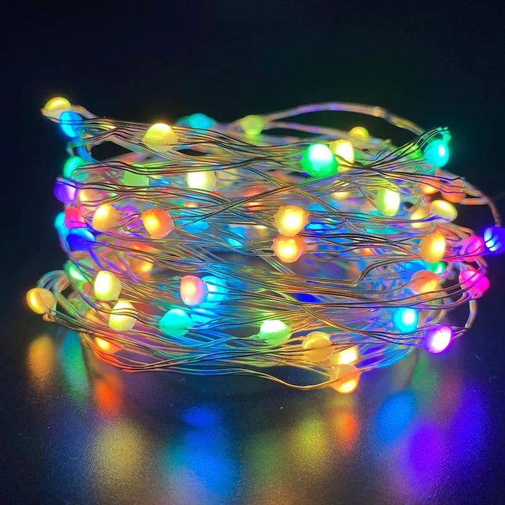 Коледна инсталация, Linear, Smart RGB, 10 m, 100 LED, Медна тел, Indoor/Outdoor, Tuya Smart, SmartLife