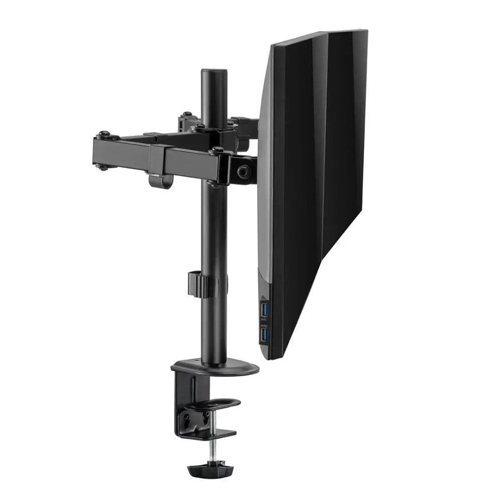 Maclean MC-854 Dubbele Monitorhouder – Voor 2 Schermen Van 17 Tot 27 Inch – VESA 75x75 En 100x100 – Max. 14 Kg Per Arm – Met Kabelmanagement