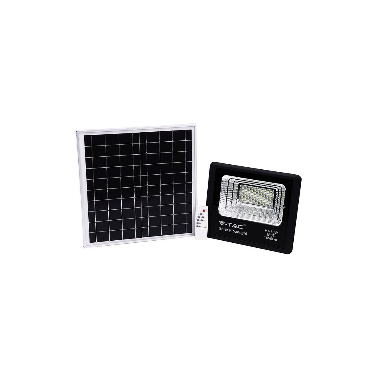 LED прожектор със соларно зареждане 20W, 6000K, 1650 lm, дистанционно ...