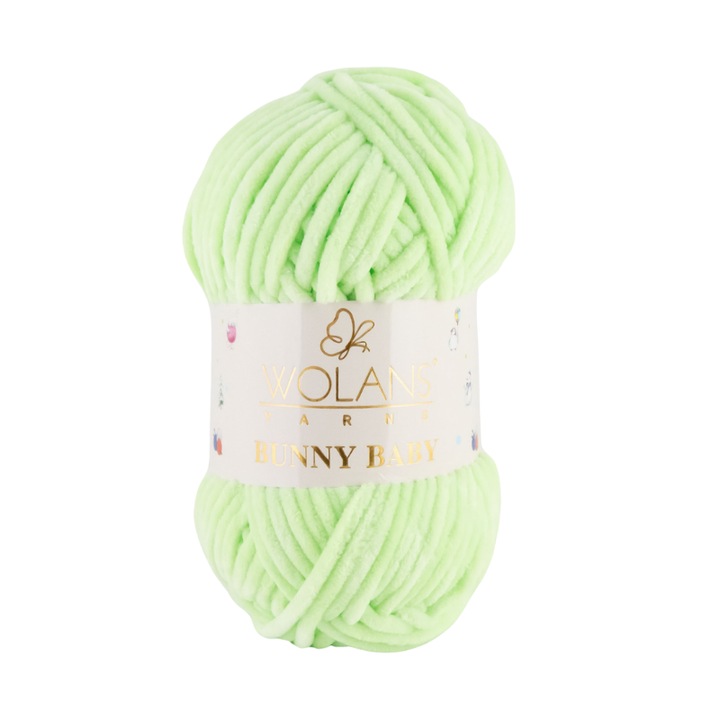Fir plusat de catifea Wolans Bunny Baby, 100 g/120 m, verde limeta neon