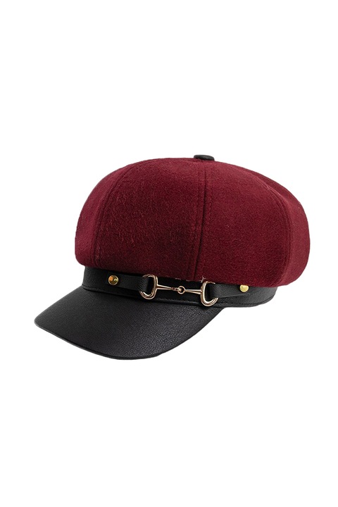 Sapca dama, model elegant cu accesoriu metalic, reglabila cu snur delicat la interior, tematica fashion town, marime universala, visinie, EFAYN