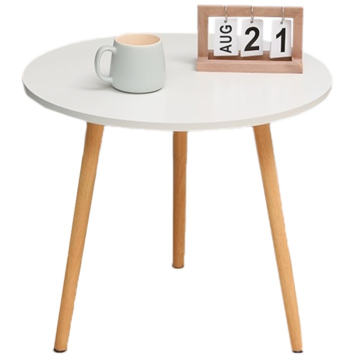 Masuta Cafea, rotunda, Alb, 60x60x50 cm, BADU minimalista scandinava