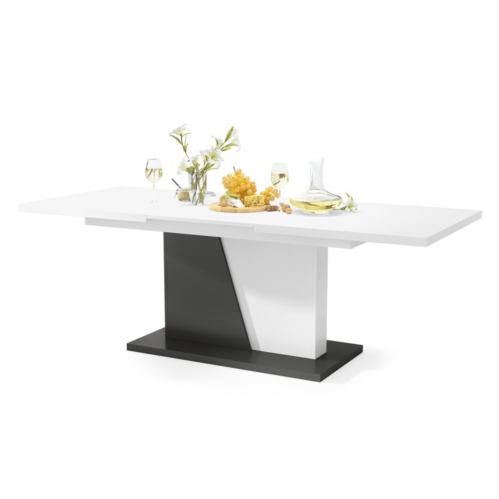 Кухненска маса, Mazzoni, NOBLE NOIR, матово бяло/антрацит (тъмно сиво) 160 см / 90 см