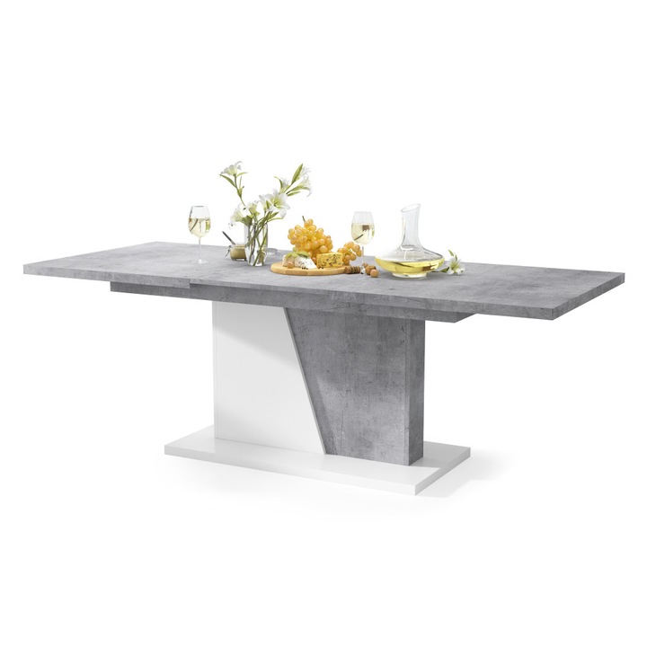 Кухненска маса, Mazzoni, NOBLE NOIR, бетон/матово бяло 160 см / 90 см