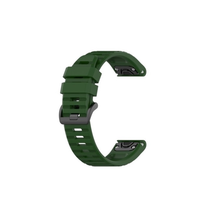 Garmin Fenix 6 Pro-val kompatibilis szilikon óraszíj, szíj szélessége 22 mm, hadsereg zöld, eR DL
