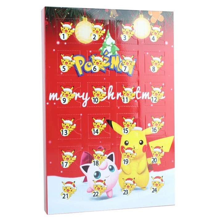 Calendar Advent de Craciun, Pokemon, 24 figurine, rosu