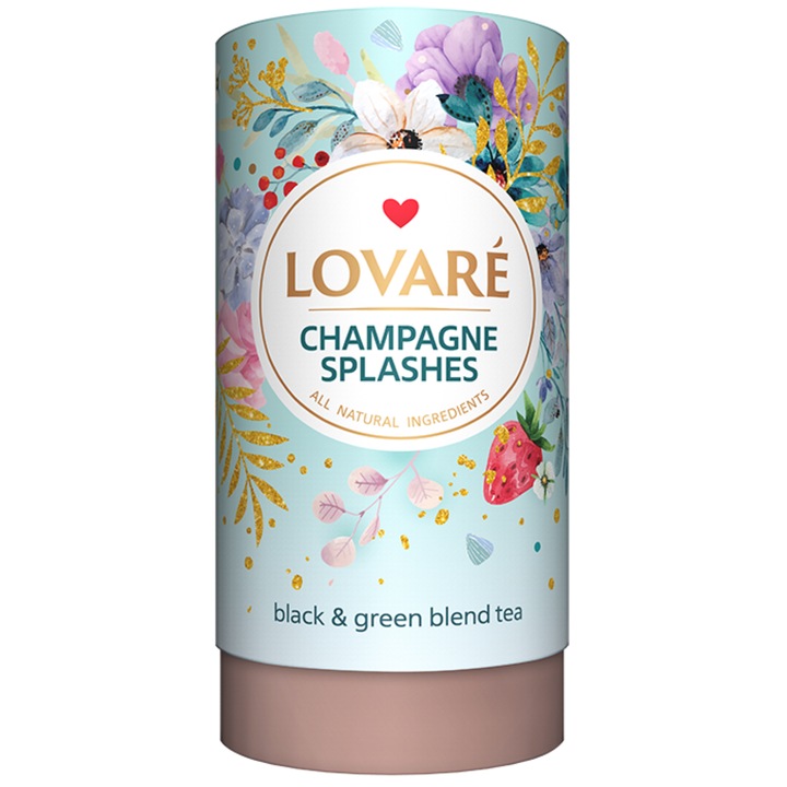 Lovare, Szálas Ízesített Teakeverék, Champagne Splashes 80g + 15 teafilter tasak