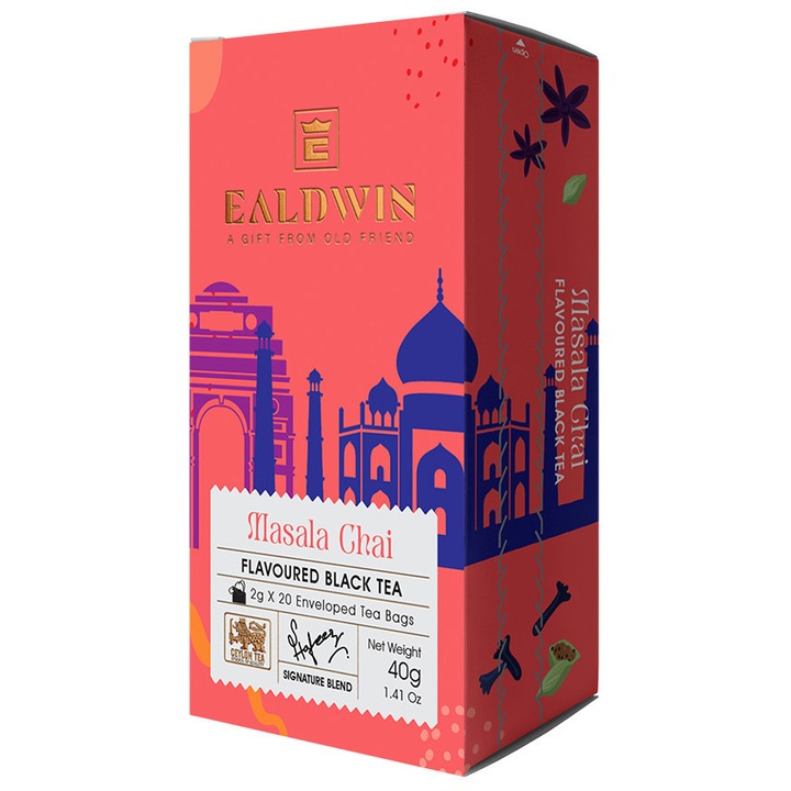 Ealdwin Filteres Tea Tasakban, Fekete Tea, Masala Chai 2g x 20