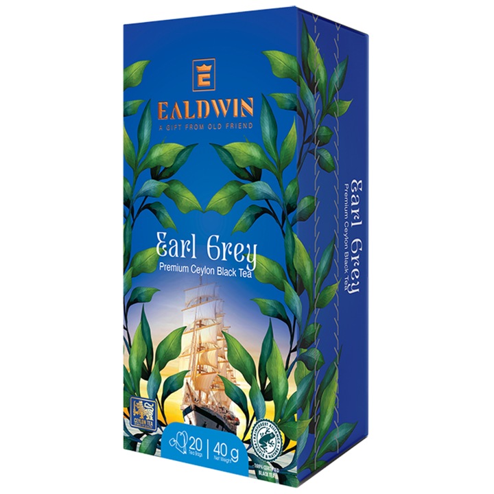 Филтриран чай Ealdwin, черен чай, Earl Grey 2g x 20