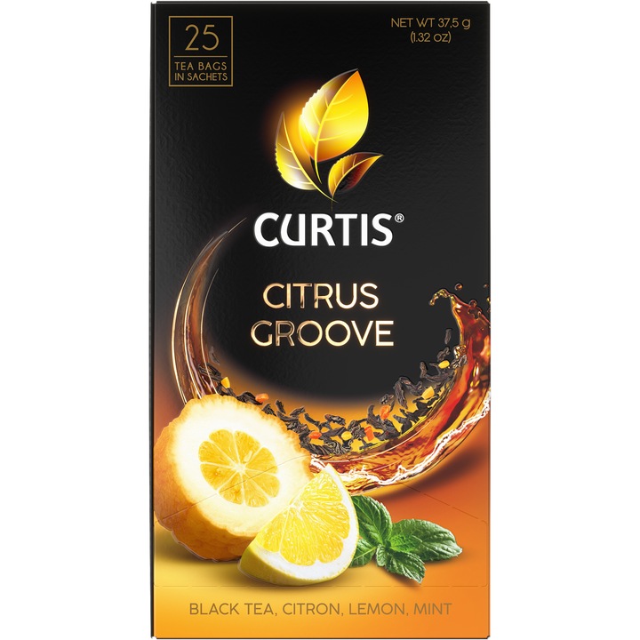 Curtis Citrus Groove, ízesített fekete tea, filteres 37, 5g