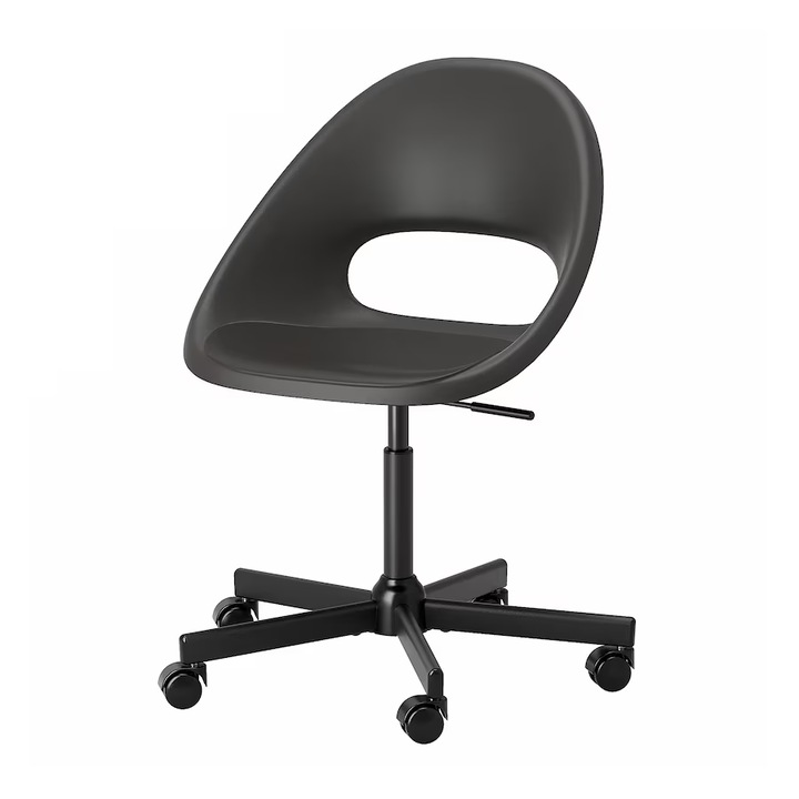 Въртящ се офис стол от стомана и пластмаса, тъмно сив/черен