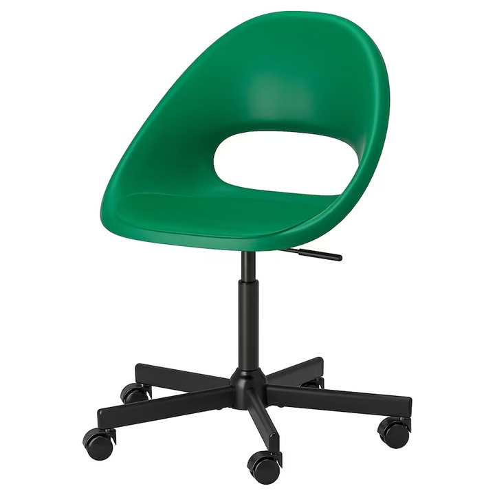 Въртящ се офис стол от стомана и пластмаса, зелен/черен