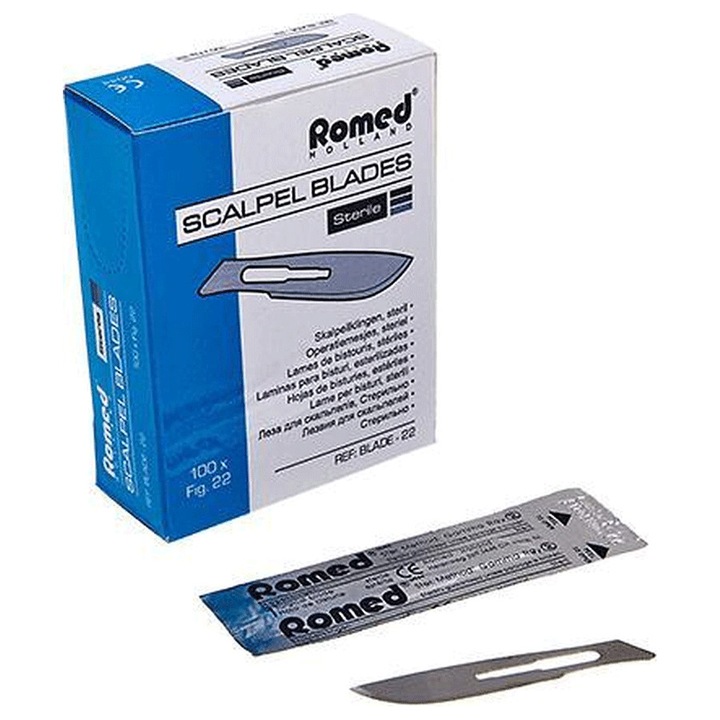 Lame chirurgicale sterile de unica folosinta, Romed, Otel, 100buc
