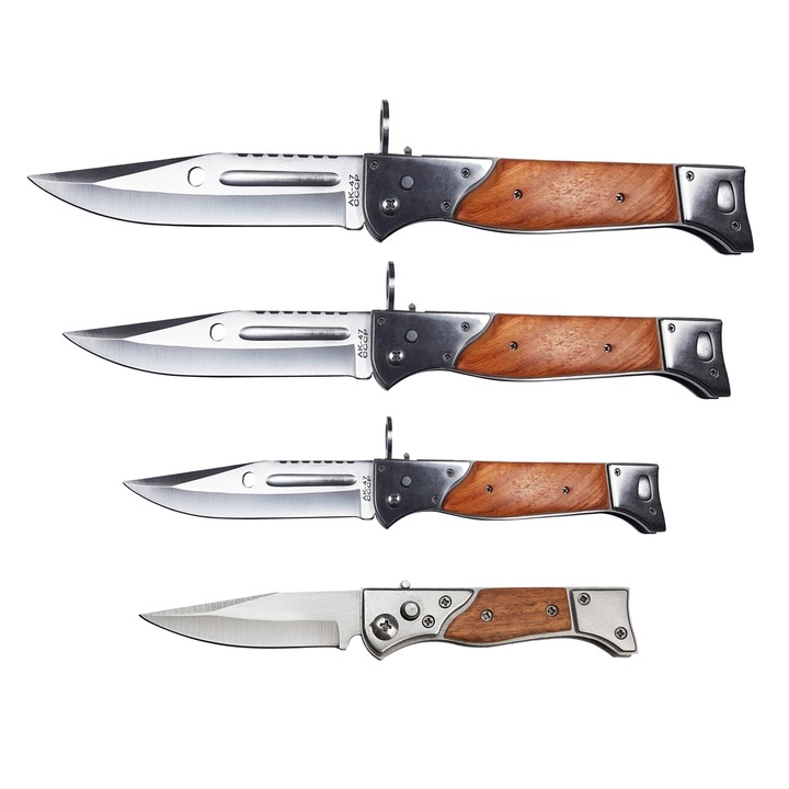 4 db Depox® vadászkés készlet, Ak System, rozsdamentes acél, barna, tok tartalmazza