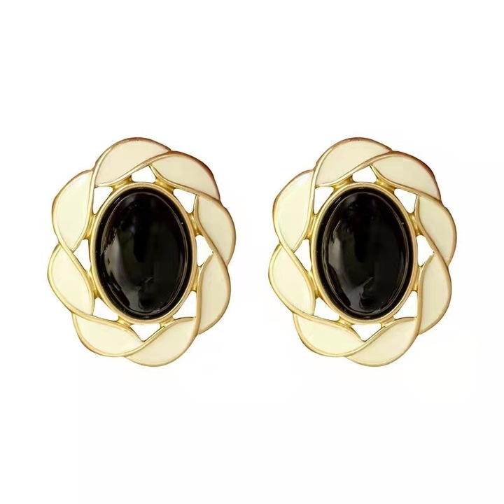 Cercei dama, OriginOriental, Perle sintetice, Negru/Alb