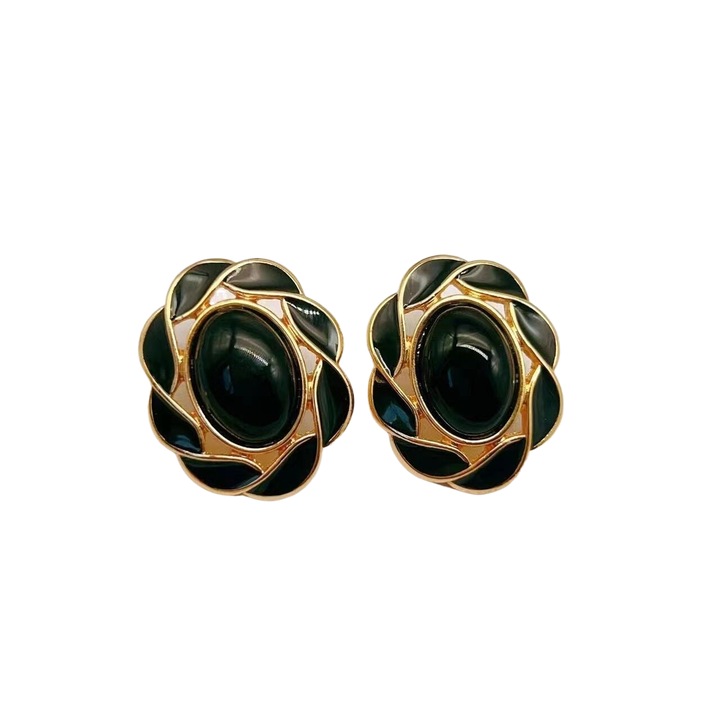 Cercei dama, OriginOriental, Perle sintetice, Negru/Auriu