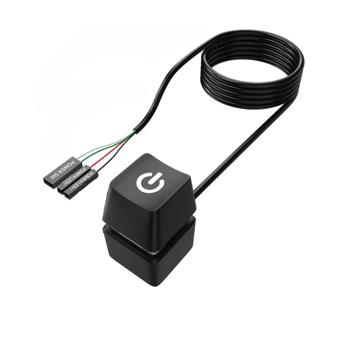 Cablul PC extensie Buton ON/OFF, LED, 1.65 Metri, Oprire-Pornire Desktop, Gaming, Negru, UNDERSHOP®