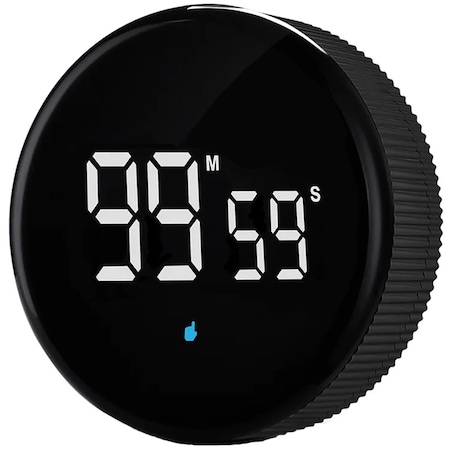 Cronometru, digital, cu acumulator de mare capacitate, timer, incarcare USB, magnetic, afisaj LED, ecran mare, cu ajustare minute si secunde, alarma, usor de citit, Negru, OptimStar®