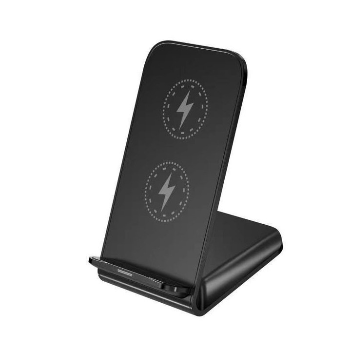 Vezeték nélküli töltő, 15 W, fekete