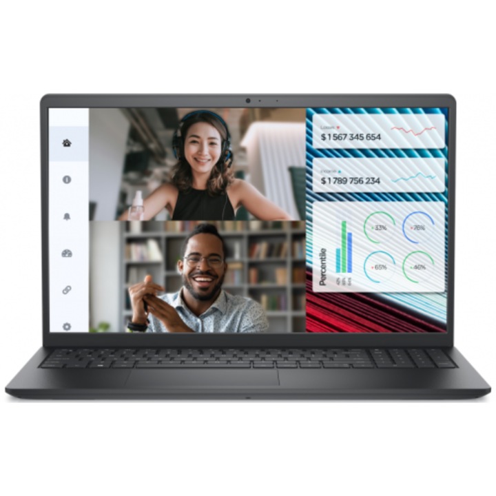 Dell Vostro 3520 laptop, 15,6" Full HD, Intel® Core™ i5 1235U akár 4,4 GHz-ig, 16 GB RAM DDR4 2666, 512 GB SSD, Intel Iris Xᵉ Graphics, Windows 11 Pro, Fekete, 512 GB