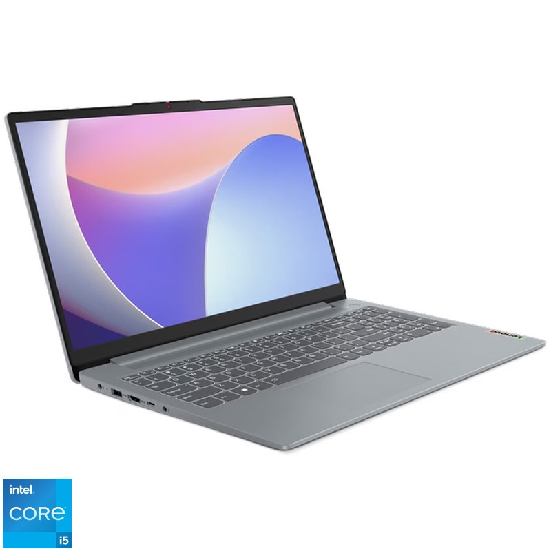 Laptop Lenovo IdeaPad Slim 3 15IAH8 cu procesor Intel® Core™ i5-12450H pana la 4.4GHz, 8 cores, 15.6" Full HD, 16GB LPDDR5, 960 GB SSD, Intel® UHD Graphics, No OS, Arctic Grey