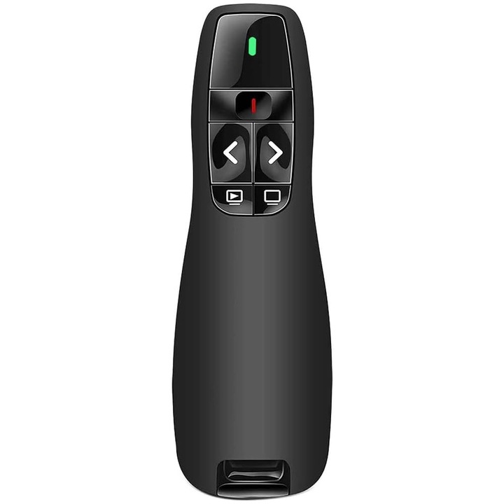 Vezeték nélküli lézermutató prezentációkhoz, JENUOS, USB töltés, csúszóvezérlés, 150 méteres hatótáv, fekete