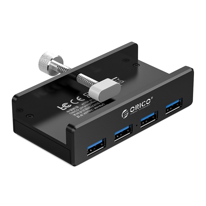 Orico хъб USB 3.0 HUB Clip Type 4 port, Black - MH4PU-BK