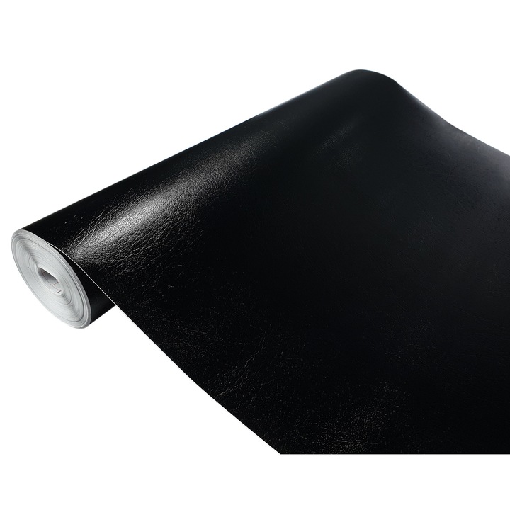 Autocolant pentru dulap de haine sub forma de sticker, 45 x 100 cm, DecoMeister®, Model Piele Neagra, A013-045-0100S