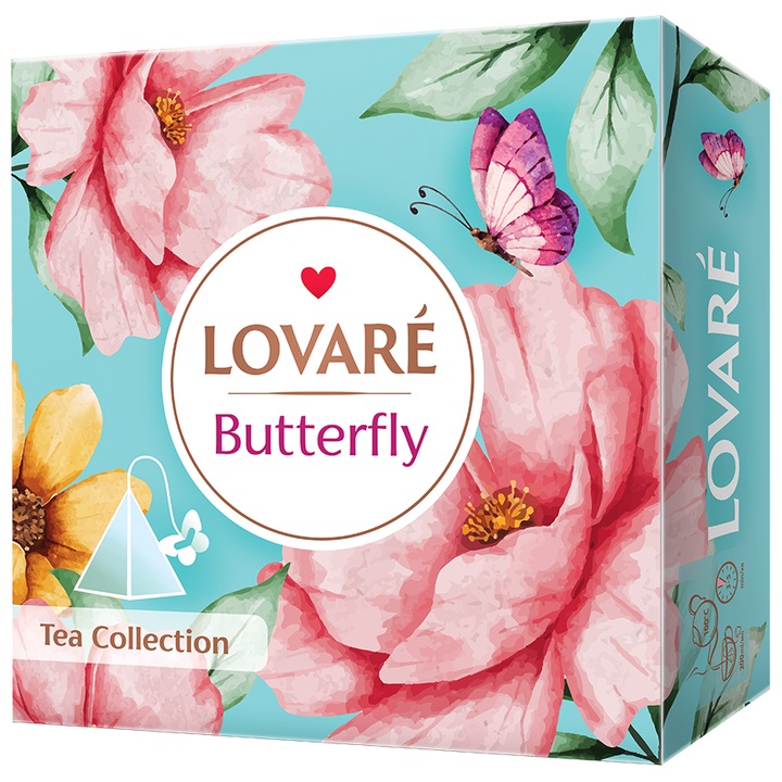 Lovaré Butterfly Ízesített Tea Válogatás, 45 piramid filter