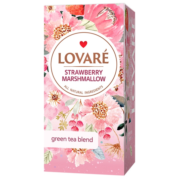 Lovare, Prémium Ízesített Zöld Tea, Epres Pillecukor, 20 filter