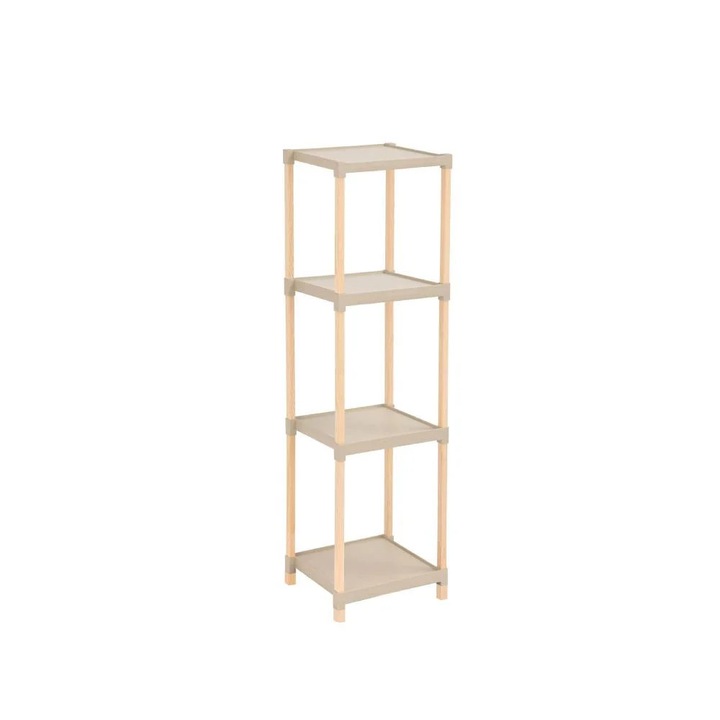 Raft modular universal, etajera 4 polite, lemn si plastic, 100x26x25 cm