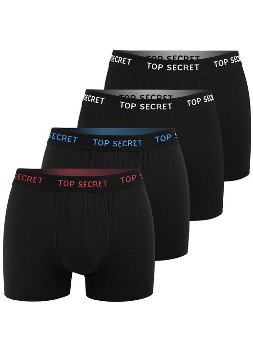 Boxeri barbatesti Top Secret, bumbac, pachet de 4, BM910, Negru