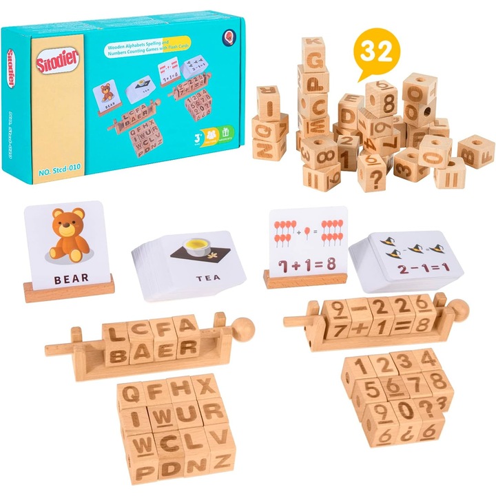 Joc educativ pentru copii, Sitodier, Lemn, Multicolor, +3