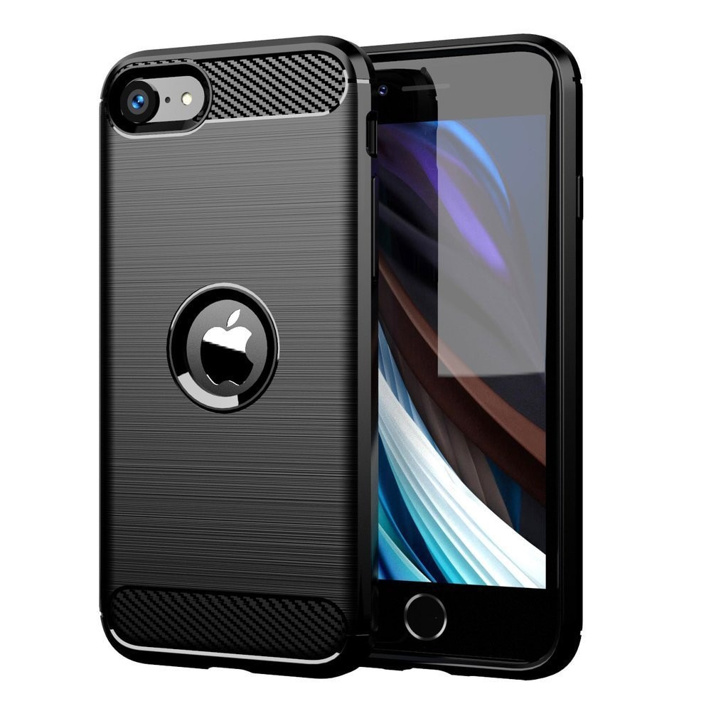Husa telefon, Graffistore, Compatibil cu iPhone SE 2020, silicon Forcell Carbon Fiber neagră