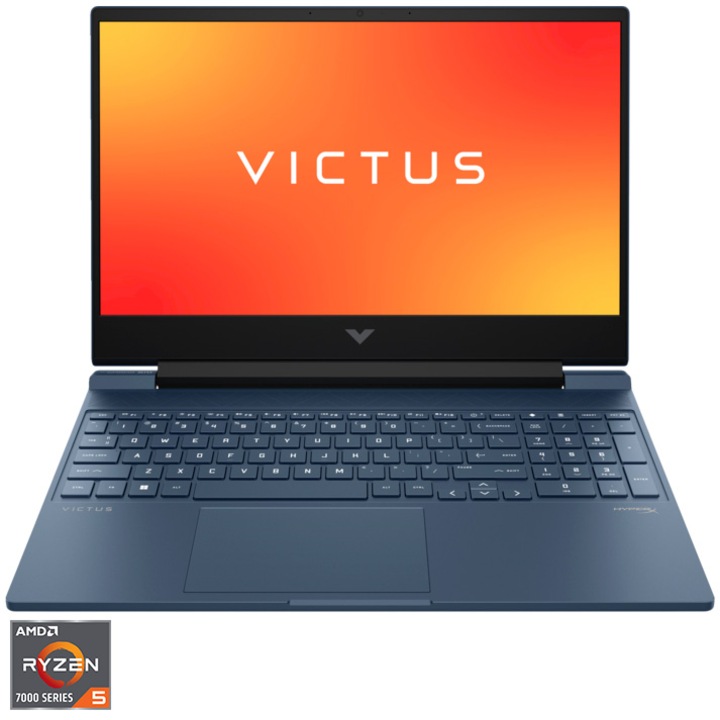 Laptop Gaming HP Victus 15-fb1107nq cu procesor AMD Ryzen™ 5 7535HS pana la 4.5 GHz, 15.6", Full HD, IPS, 144Hz, 16GB DDR5, 1TB SSD, NVIDIA® GeForce RTX™ 2050 4GB GDDR6, Free DOS, Performance Blue