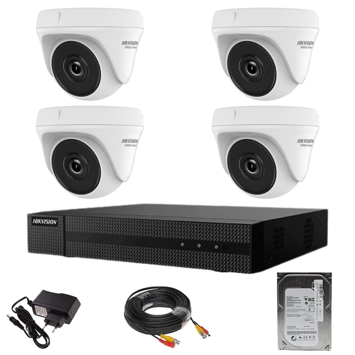 Kit supraveghere video Hikvision 5MP, cu 1 camera 5MP de interior MK485