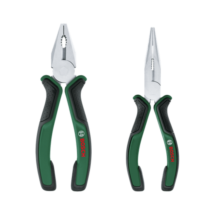 Комплект от 2 клещи Bosch 1600A0275H, 45 HRC зона на захващане, 60 HRC режещ ръб, Твърда въглеродна стомана