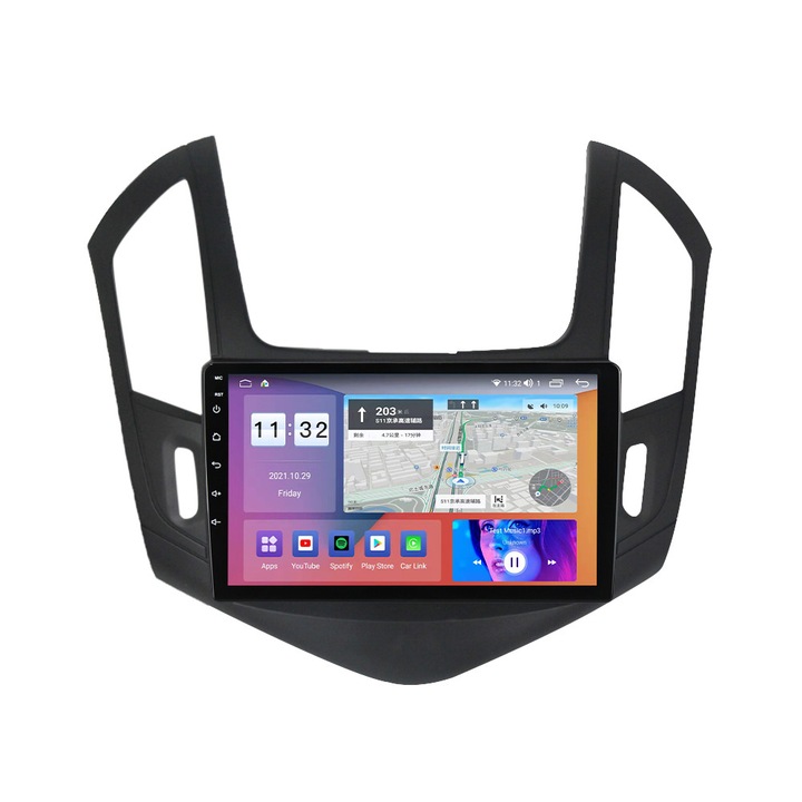 Navigatie Chevrolet Cruze din 2012 - 2015, NAVIGPS, 4GB RAM si 64GB ROM, Display QLED 9 inch, Android 13, Wireless Carplay si Android Auto, Procesor Octacore, Slot sim 4G, Sunet DSP, Camera Marsarier, Bluetooth, USB, Wi Fi, Radio