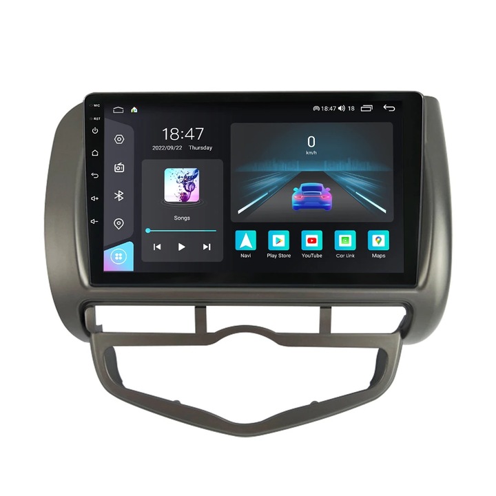 Navigatie Honda Fit Jazz din 2020 - 2022, NAVIGPS, 4GB RAM si 32GB ROM, Display QLED 9 inch, Android 13, Wireless Carplay si Android Auto, Procesor Octacore, Slot sim 4G, Sunet DSP, Camera Marsarier, Bluetooth, USB, Wi Fi, Radio