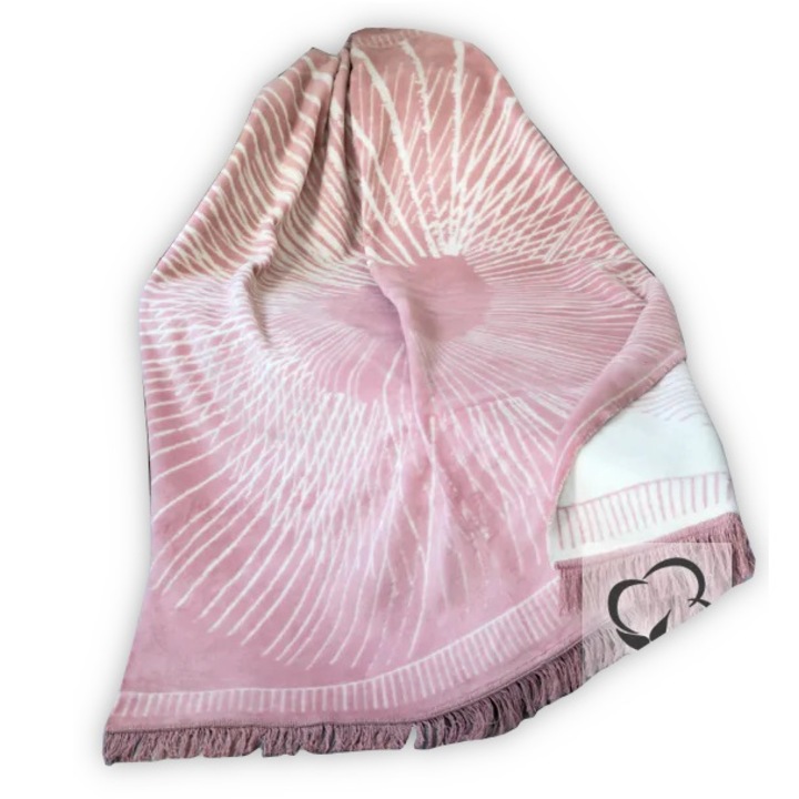 Patura Unia, 150x200cm, bumbac/acril, multicolor, cu franjuri, pentru plaja si picnic